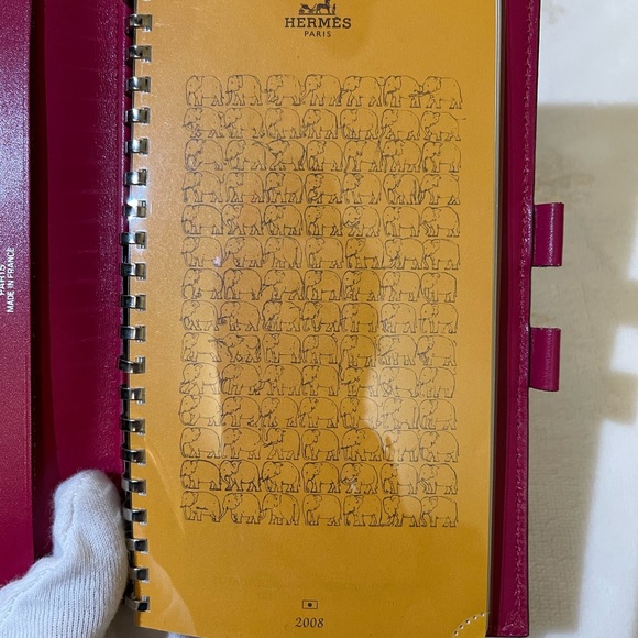 HERMES framboise chevre mysore leather vision agenda cover - Picture 10 of 16